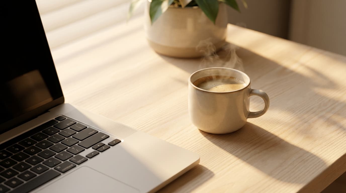 Web designer's workspace with laptop and notebook