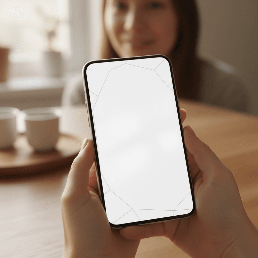 Hand holding a smartphone showing a mobile-friendly webpage